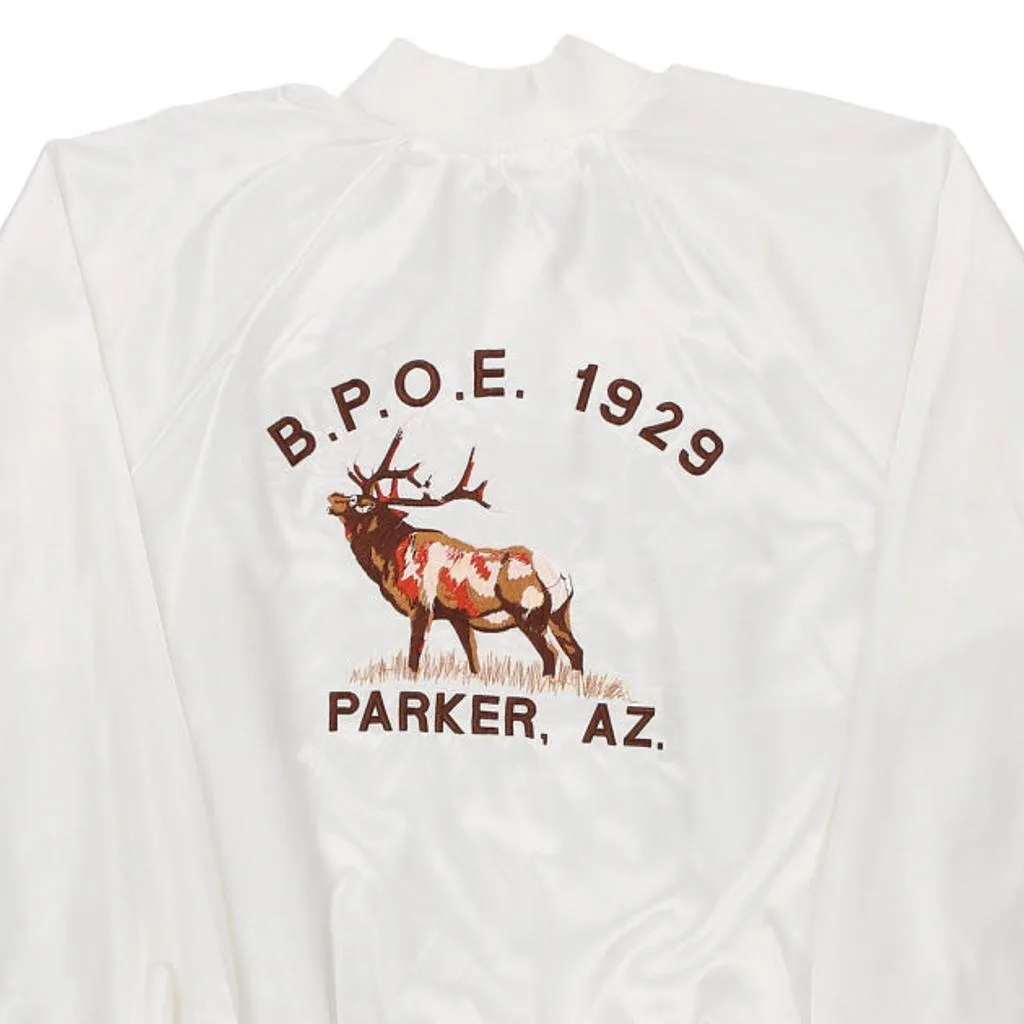 1980's Made in USA Parker, Arizona Auburn Graphic Varsity Jacket - XL White Polyester Blend