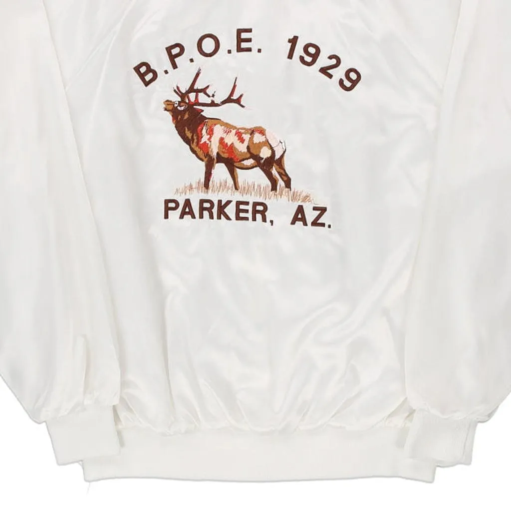 1980's Made in USA Parker, Arizona Auburn Graphic Varsity Jacket - XL White Polyester Blend