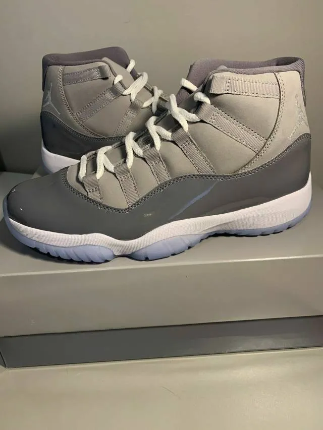 2021 nike air jordan 11 xi retro cool grey 1.5y/2.5y white medium grey ct8012-005