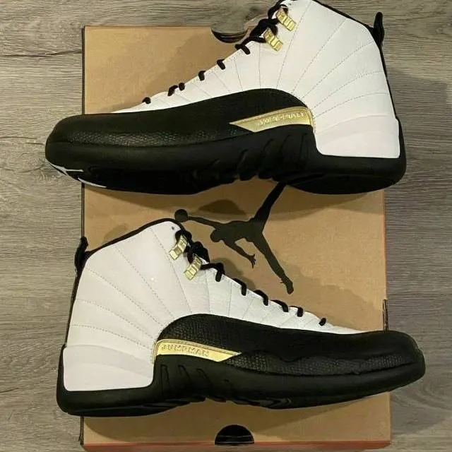 2021 nike air jordan 12 xii retro royalty taxi 4-14 white black gold ct8013-170