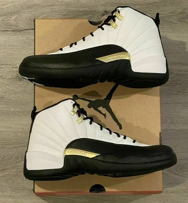 2021 nike air jordan 12 xii retro royalty taxi 4-14 white black gold ct8013-170