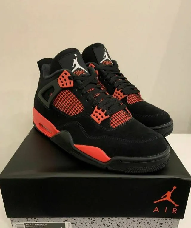 2022 nike air jordan 4 iv retro red thunder 4-14 black multi-color ct8527-016