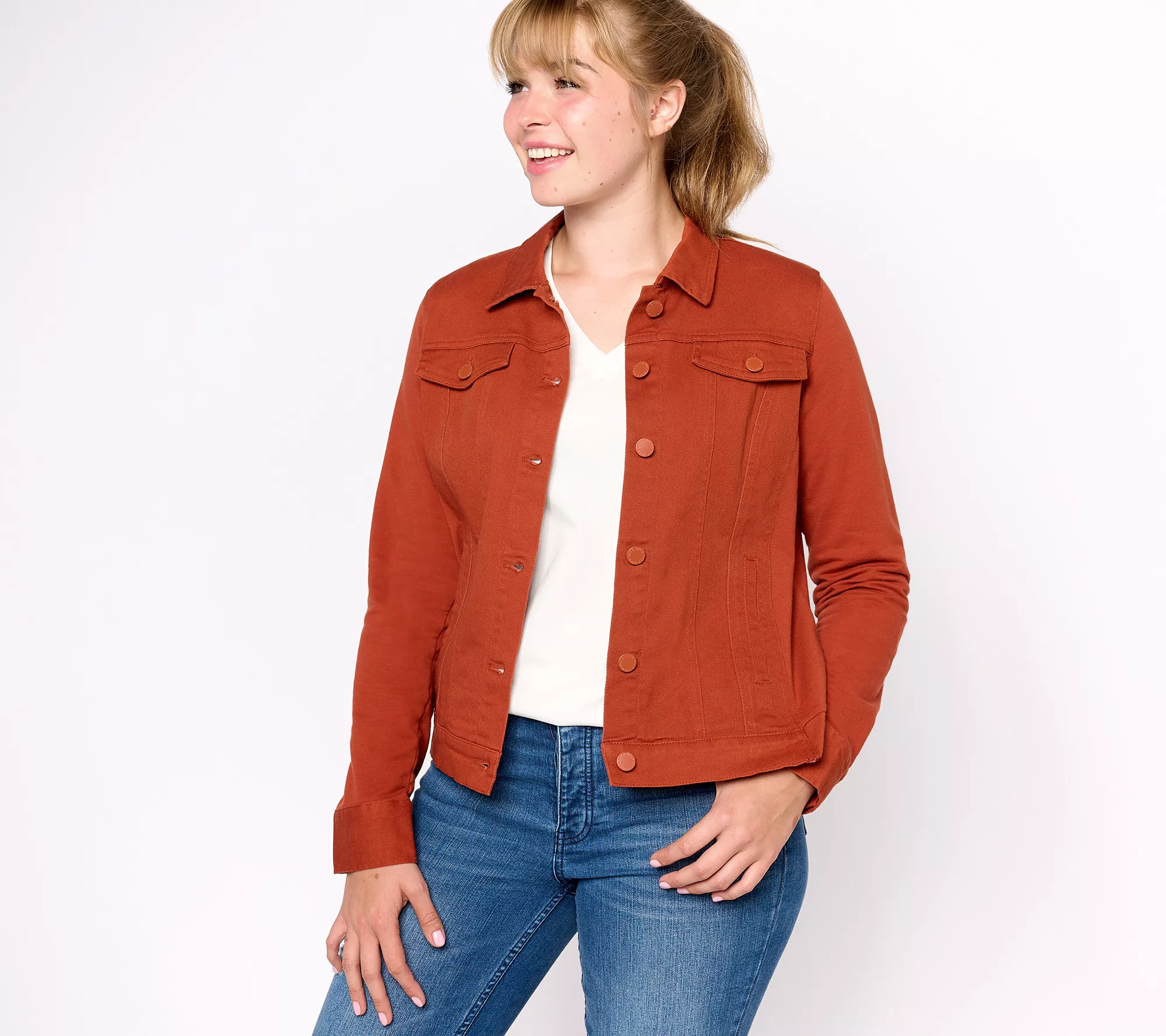 "As Is" Belle by Kim Gravel Twill Jacket with Knit Back and Sleeves