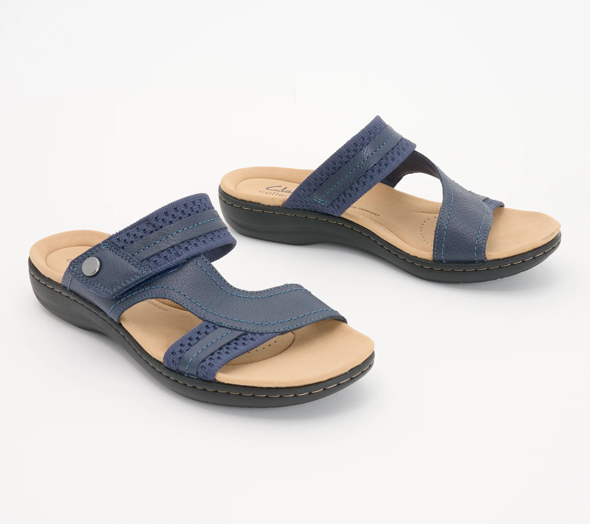 "As Is" Clarks Collection Leather Slide Sandals- Laurieann Cara