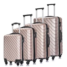 4PC 18-28 Inch Hardshell Luggage ABS Luggages Sets With Spinner Wheels Hard Shell Spinner Carry On Suitcase (Champagne Gold, 4 P