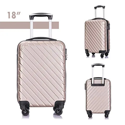 4PC 18-28 Inch Hardshell Luggage ABS Luggages Sets With Spinner Wheels Hard Shell Spinner Carry On Suitcase (Champagne Gold, 4 P