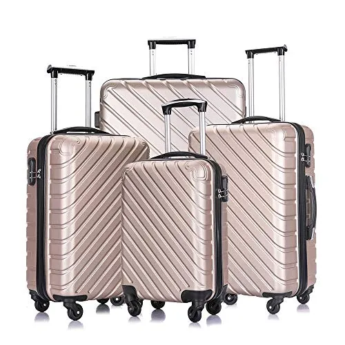 4PC 18-28 Inch Hardshell Luggage ABS Luggages Sets With Spinner Wheels Hard Shell Spinner Carry On Suitcase (Champagne Gold, 4 P