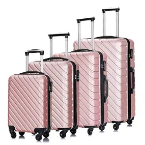 4PC 18-28 Inch Hardshell Luggage ABS Luggages Sets With Spinner Wheels Hard Shell Spinner Carry On Suitcase (Rose Gold, 4 PCS)