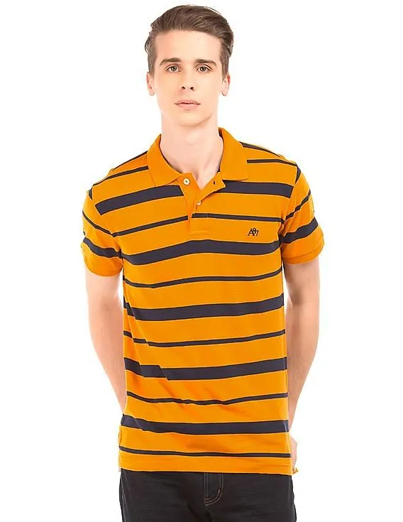 Aeropostale Striped Jersey Polo Shirt