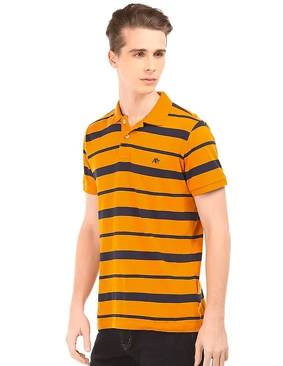 Aeropostale Striped Jersey Polo Shirt