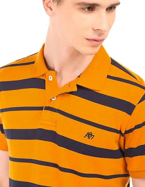 Aeropostale Striped Jersey Polo Shirt