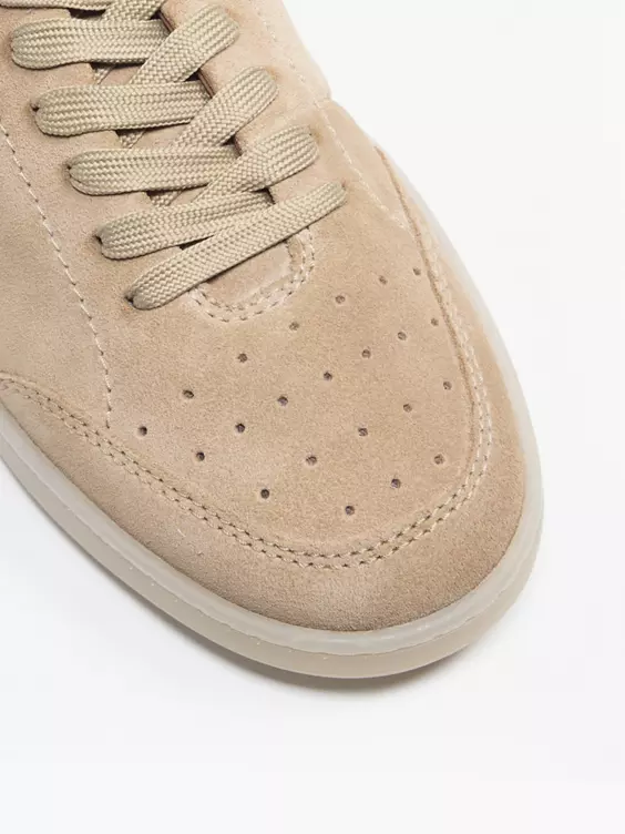 AM SHOE  Beige Leather Suede Casual Trainers