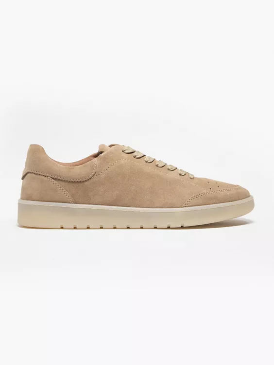 AM SHOE  Beige Leather Suede Casual Trainers