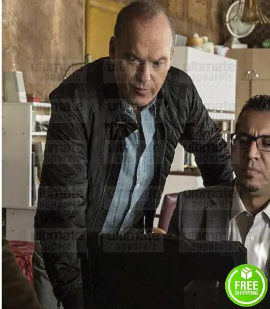 AMERICAN ASSASSIN MICHAEL KEATON (STAN HURLEY) BLACK STAIN JACKET