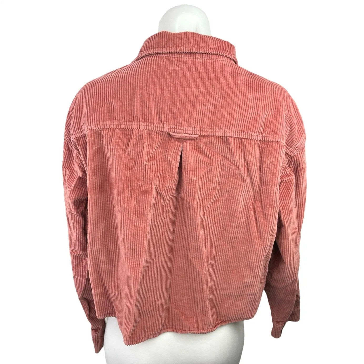 American Eagle Outfitters Pink Corduroy Long Sleeve Button Up Shirt Top Jacket S