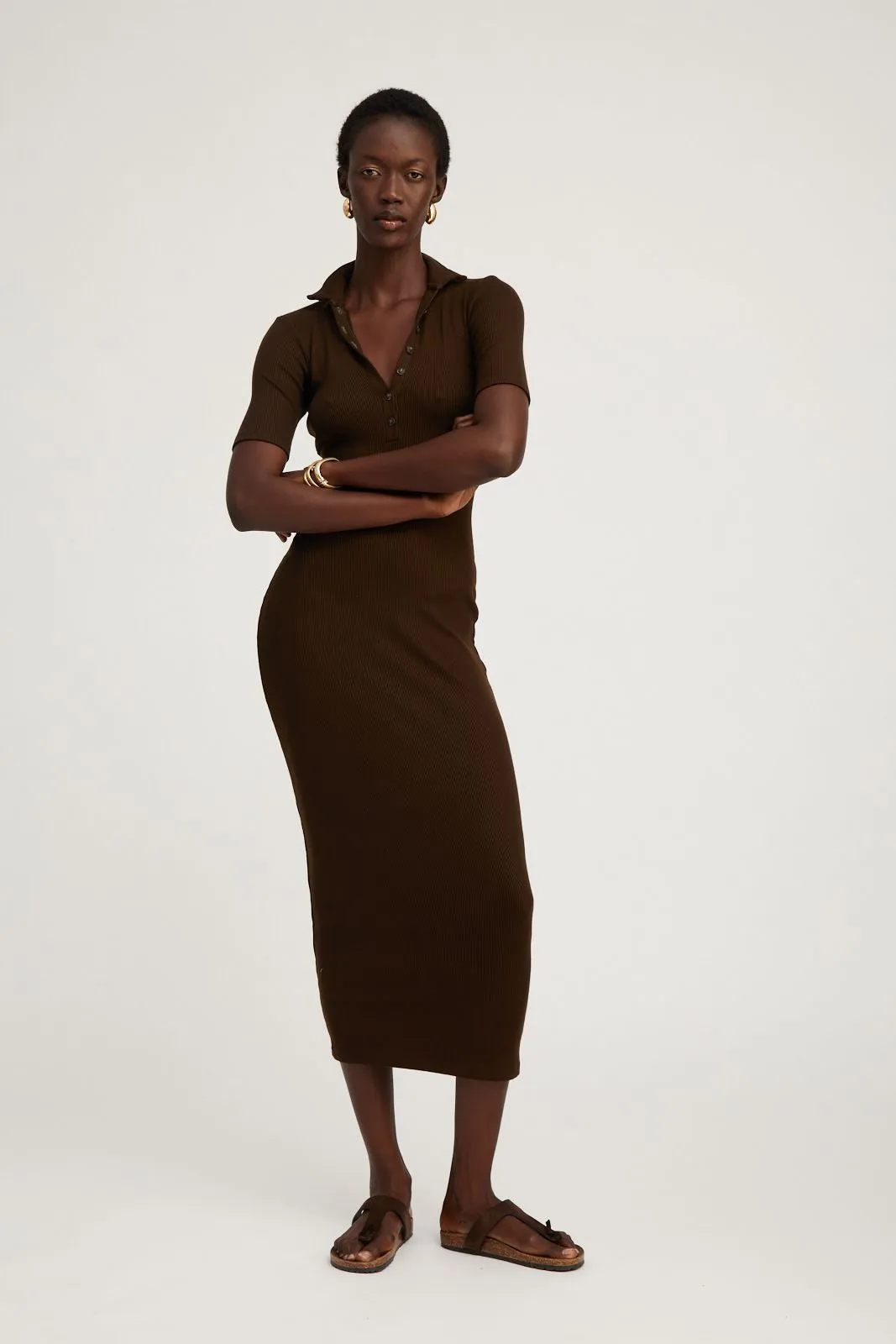 Americano Rib Polo Maxi Dress