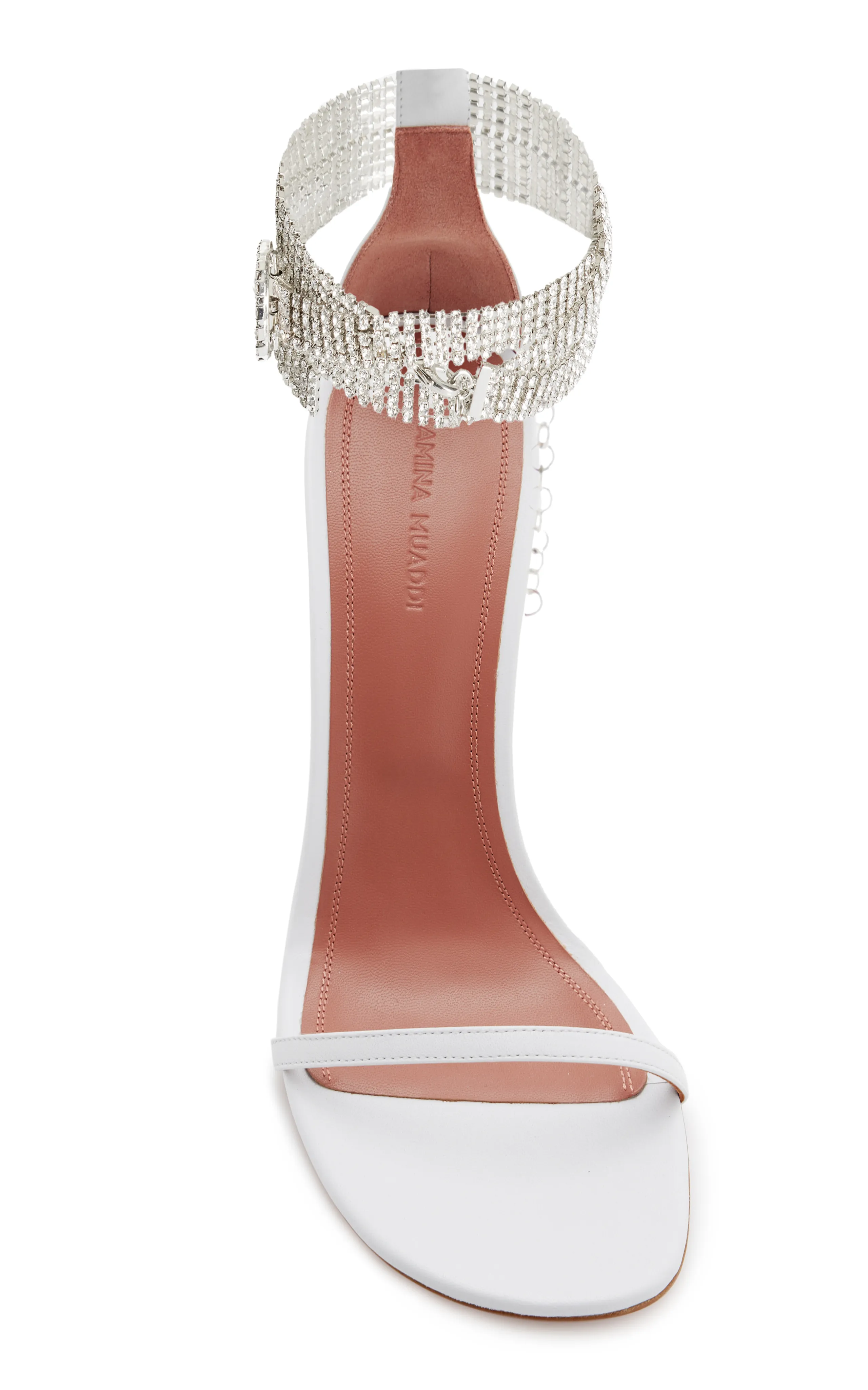 Amina Muaddi Giorgia Crystal-Embellished Leather Sandals