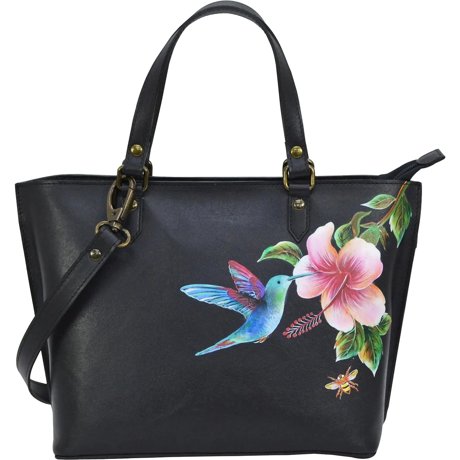 Anuschka Medium Tote Hummingbird Black Leather