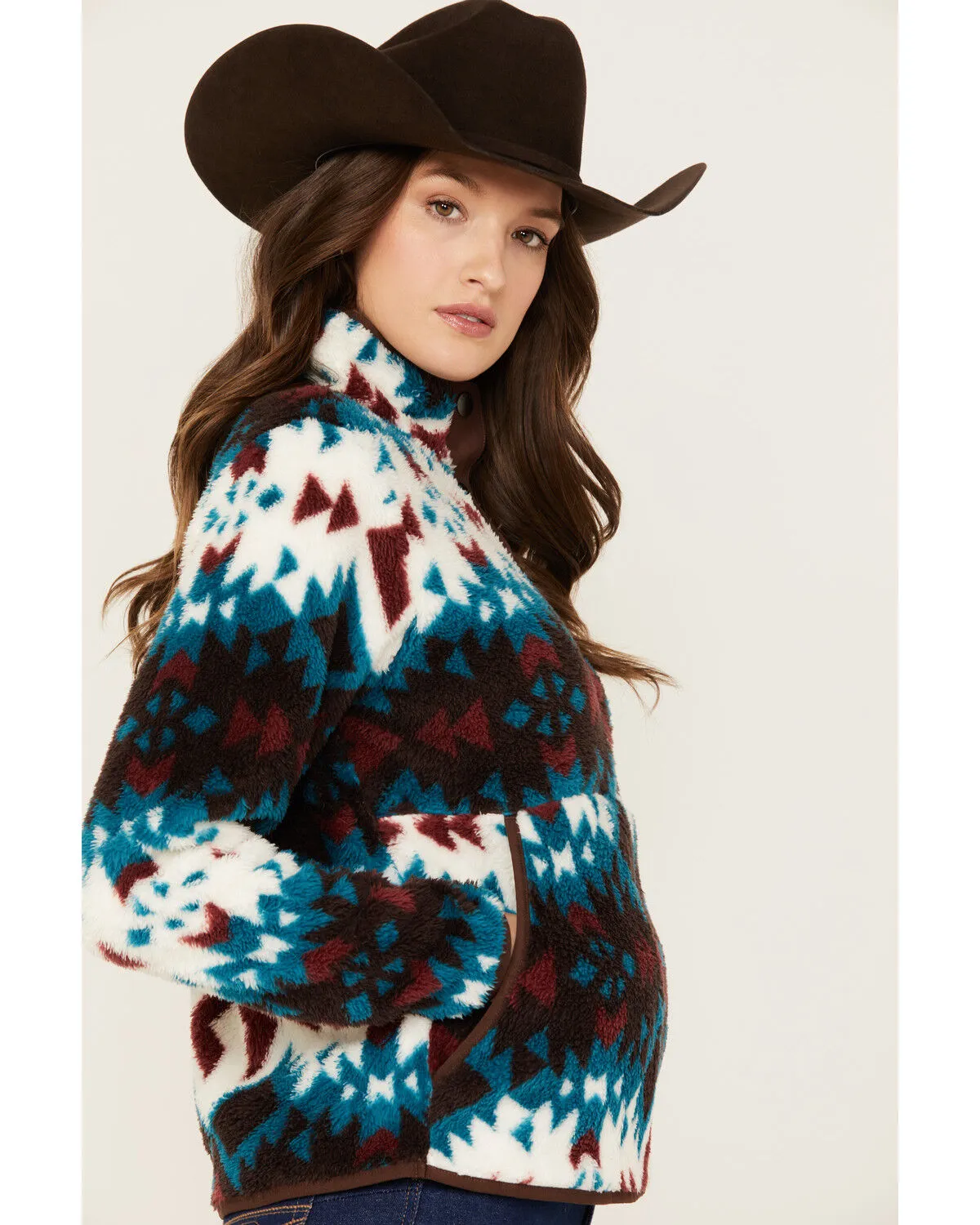 Ariat Women's Southwestern Print Berber Snap Front Pullover