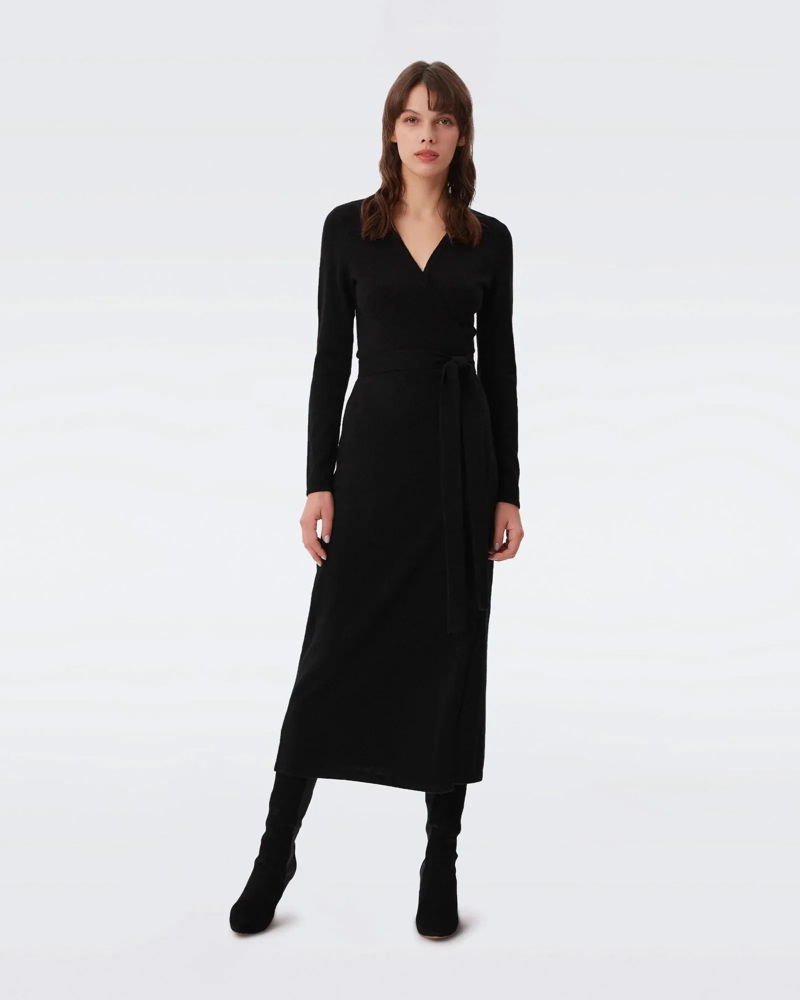 Astridknitted wrap dress, black