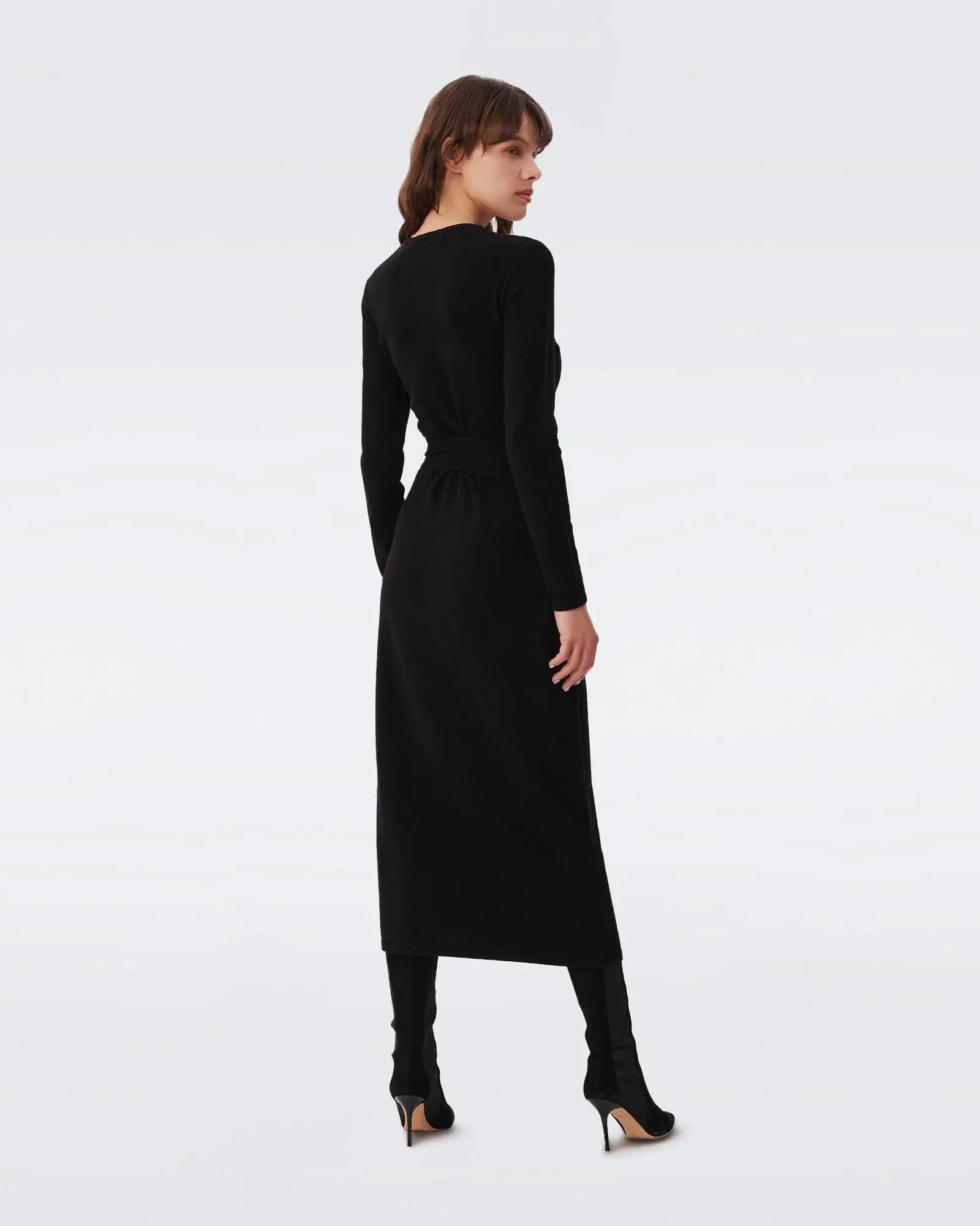 Astridknitted wrap dress, black