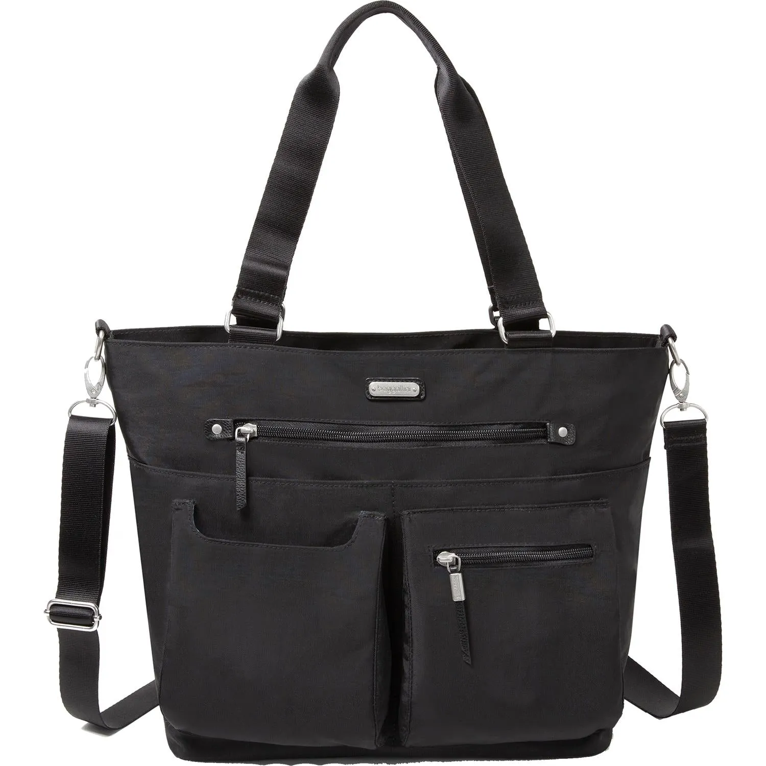 Baggallini Any Day Tote With RFID Phone Wristlet Black Nylon