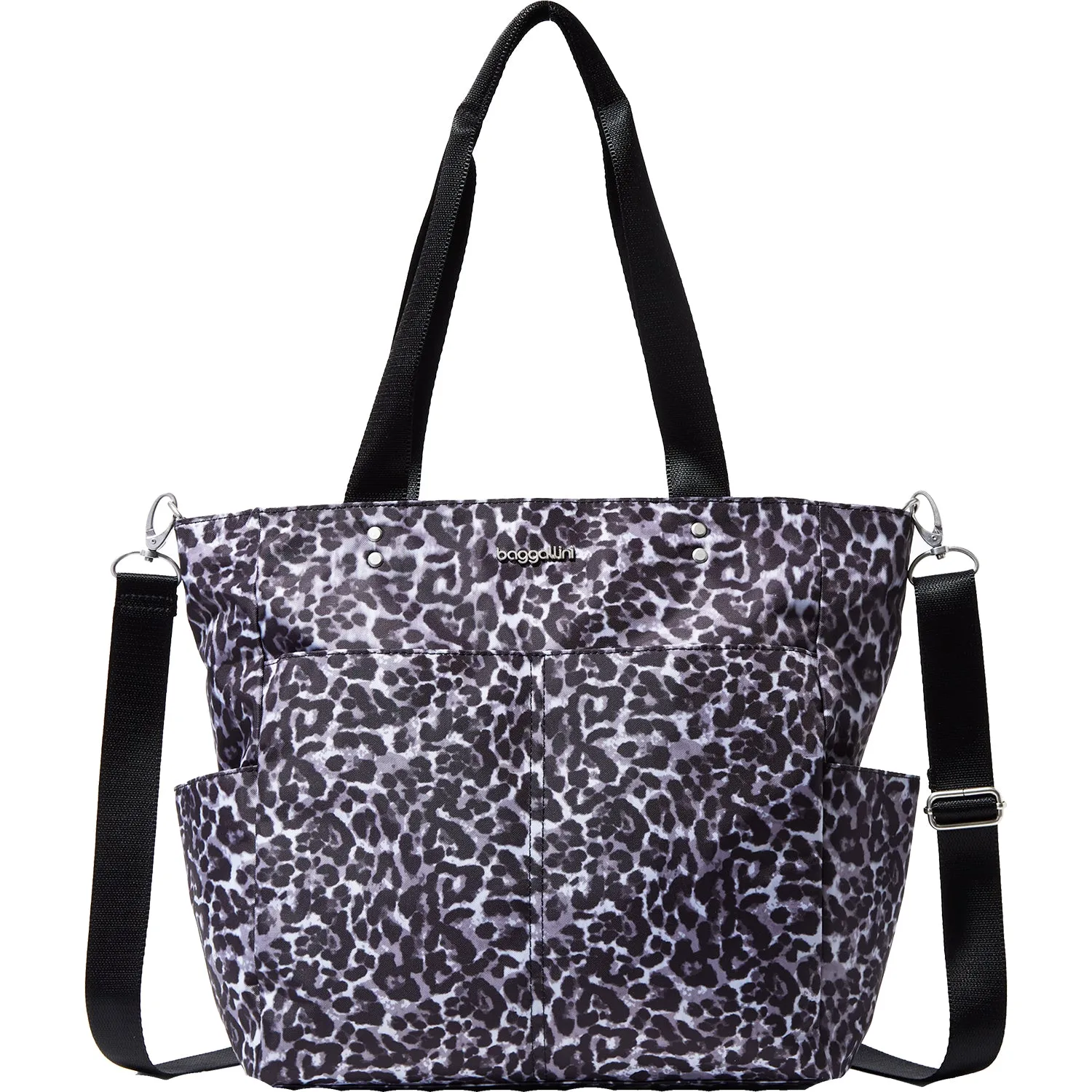 Baggallini Carryall Daily Tote Grey Wild Cheetah Nylon