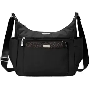 Baggallini Peek-A-Boo Large Hobo Tote Black/Charcoal Cheetah Nylon