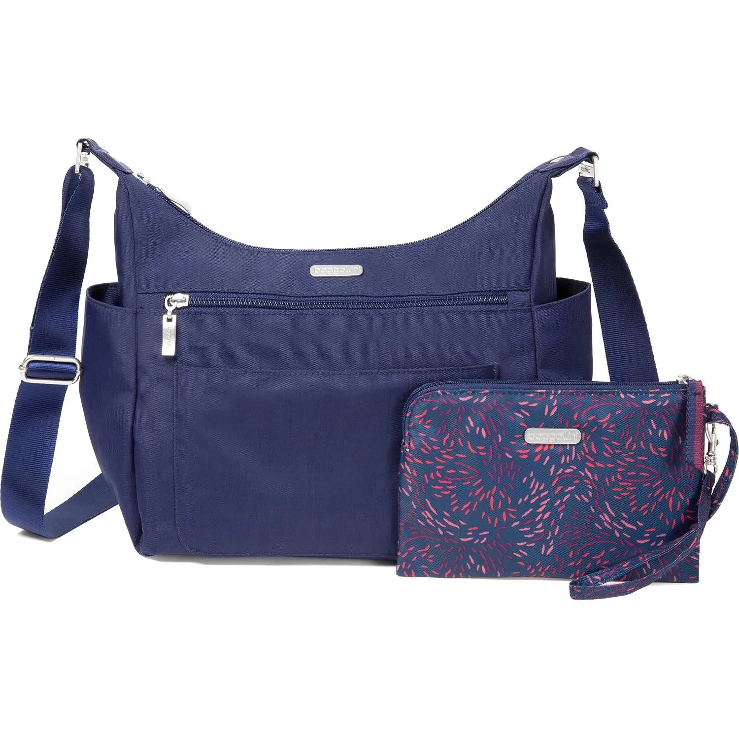 Baggallini Peek-A-Boo Large Hobo Tote Navy Firework Nylon