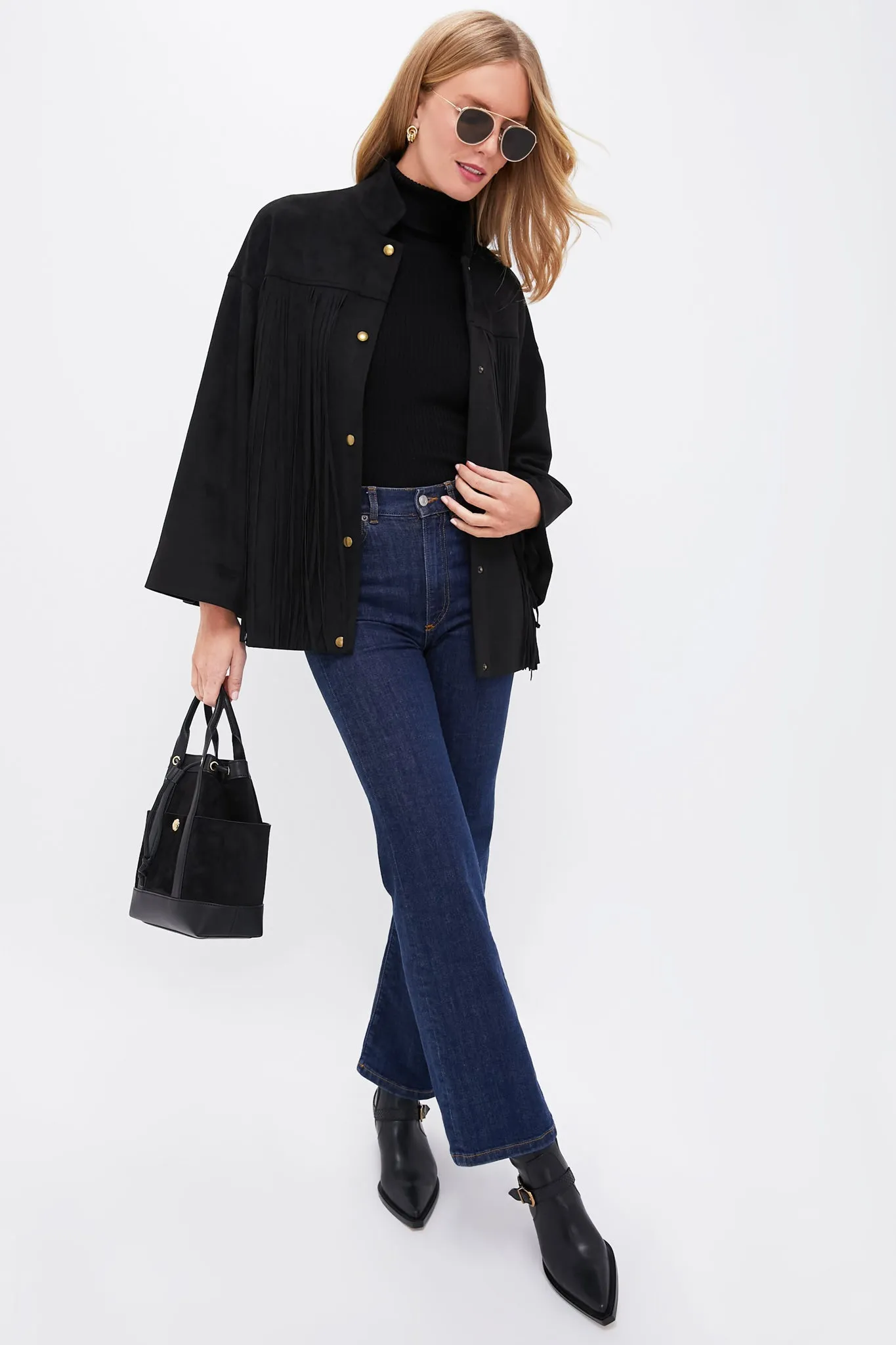 Black Suede Fringe Marant Shirt Jacket