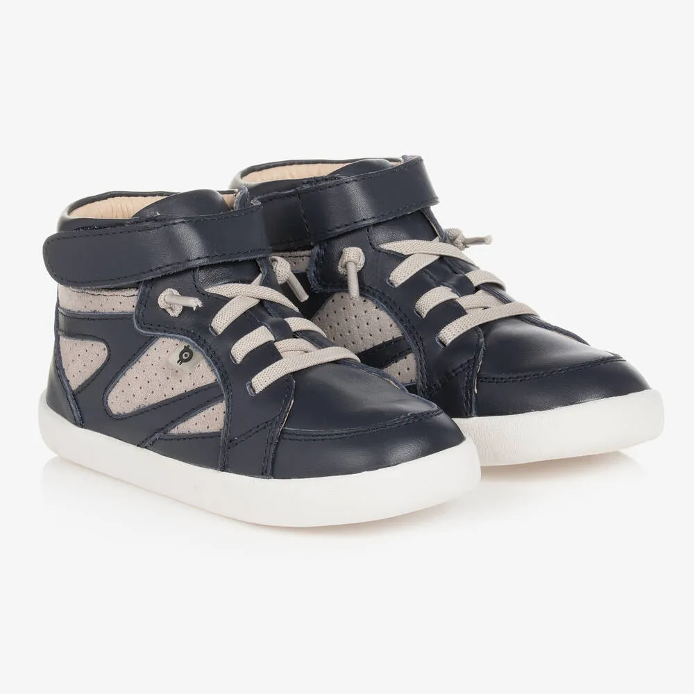 Boys Navy Blue & Grey High-Top Trainers