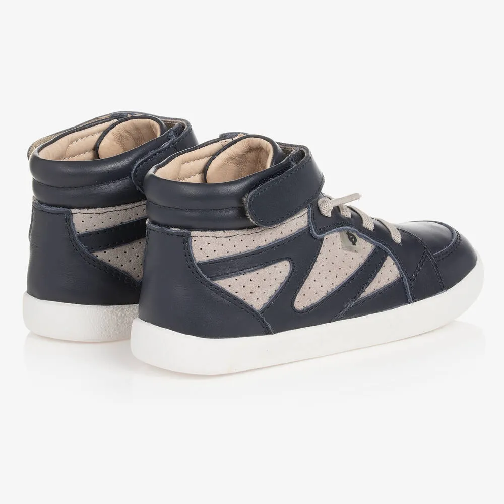 Boys Navy Blue & Grey High-Top Trainers