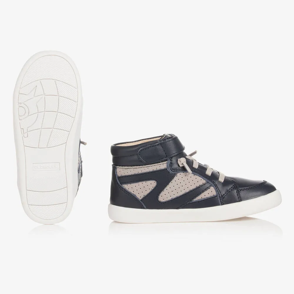 Boys Navy Blue & Grey High-Top Trainers