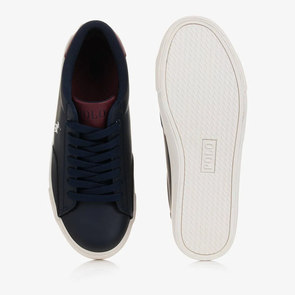 Boys Navy Blue & Red Lace-Up Trainers