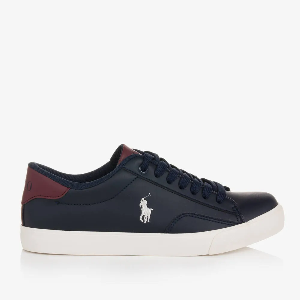 Boys Navy Blue & Red Lace-Up Trainers