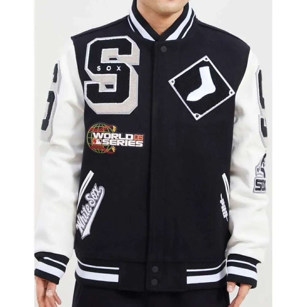 Chicago White Sox Mashup Varsity Black and White Jacket