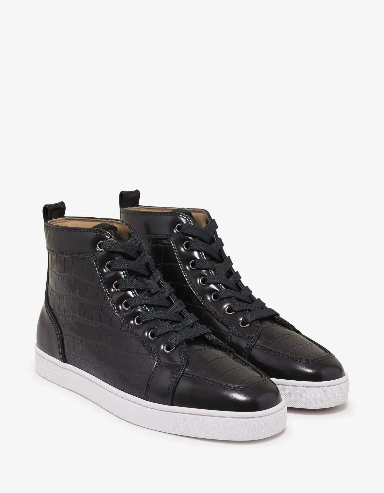 Christian Louboutin Rantus Flat Croc Embossed High Top Trainers