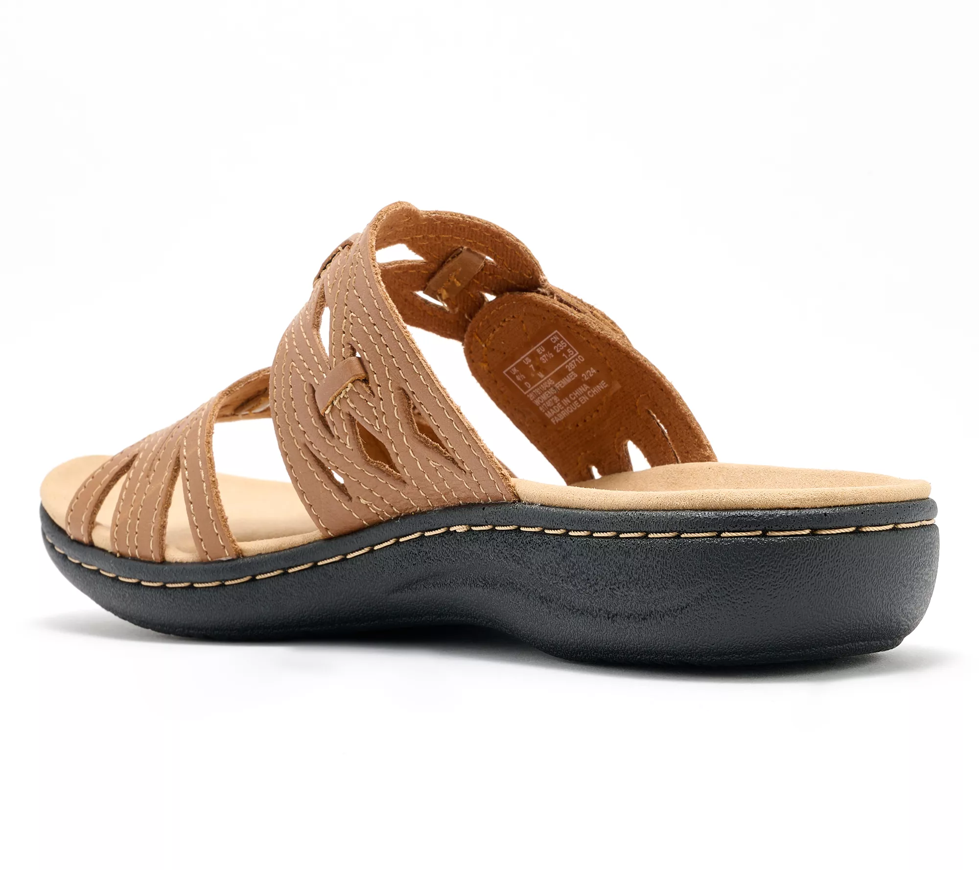 Clarks Leather Adjustable Slide Sandals- Laurieann Dusk