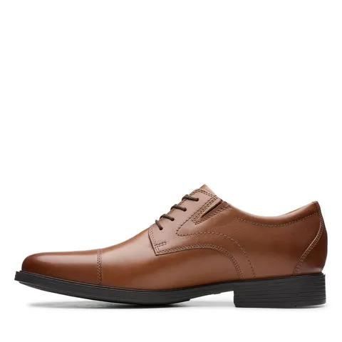 Clarks Mens Whiddon Cap Dress Shoe - Dark Tan Leather