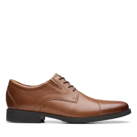 Clarks Mens Whiddon Cap Dress Shoe - Dark Tan Leather