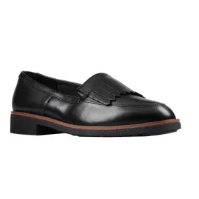 Clarks Women's Griffin Kilt Loafer Black Leather