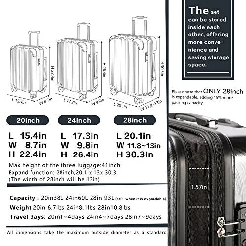 Coolife Luggage Expandable(only 28