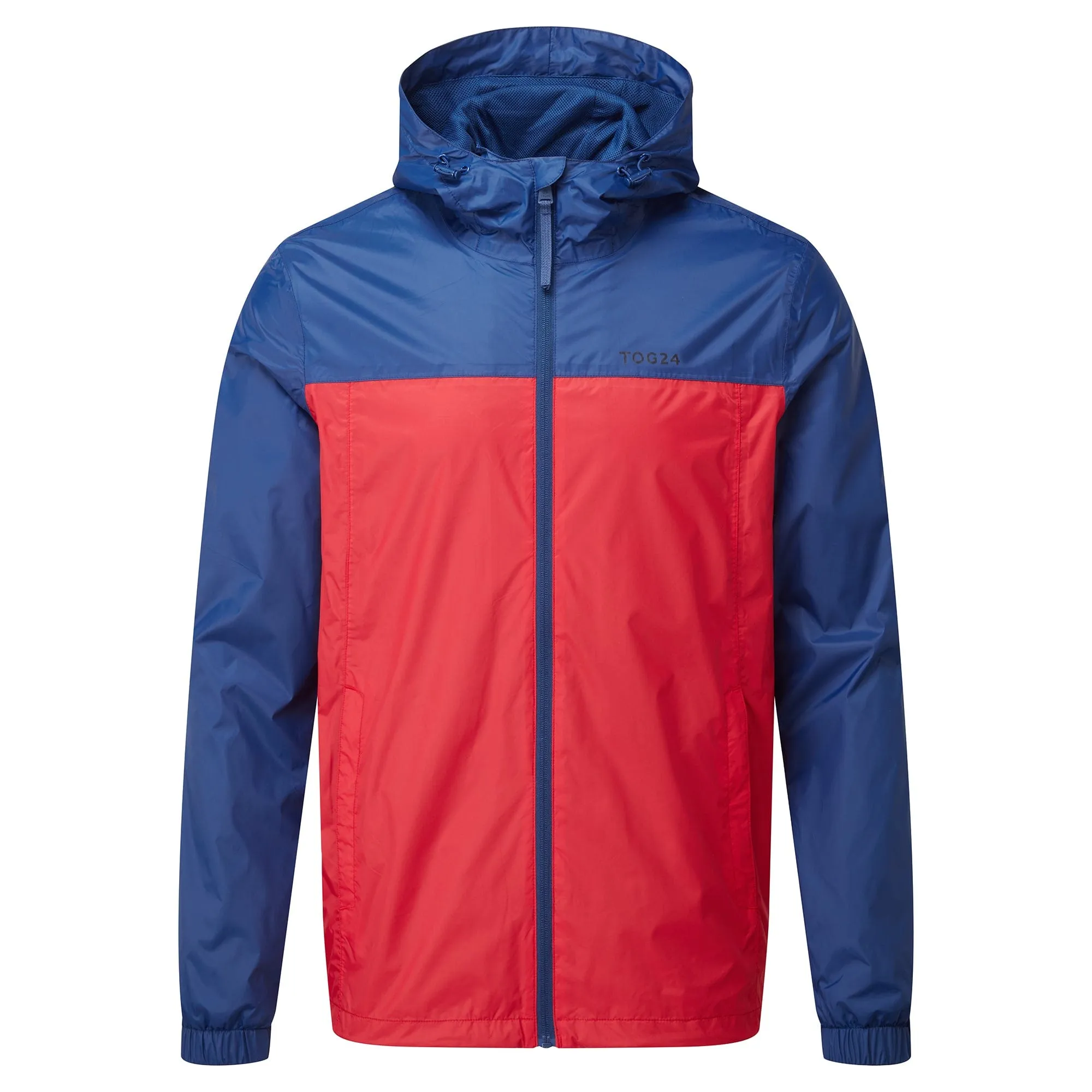 Craven Mens Waterproof Packaway Jacket - Night Blue / Bright Red Colour Block