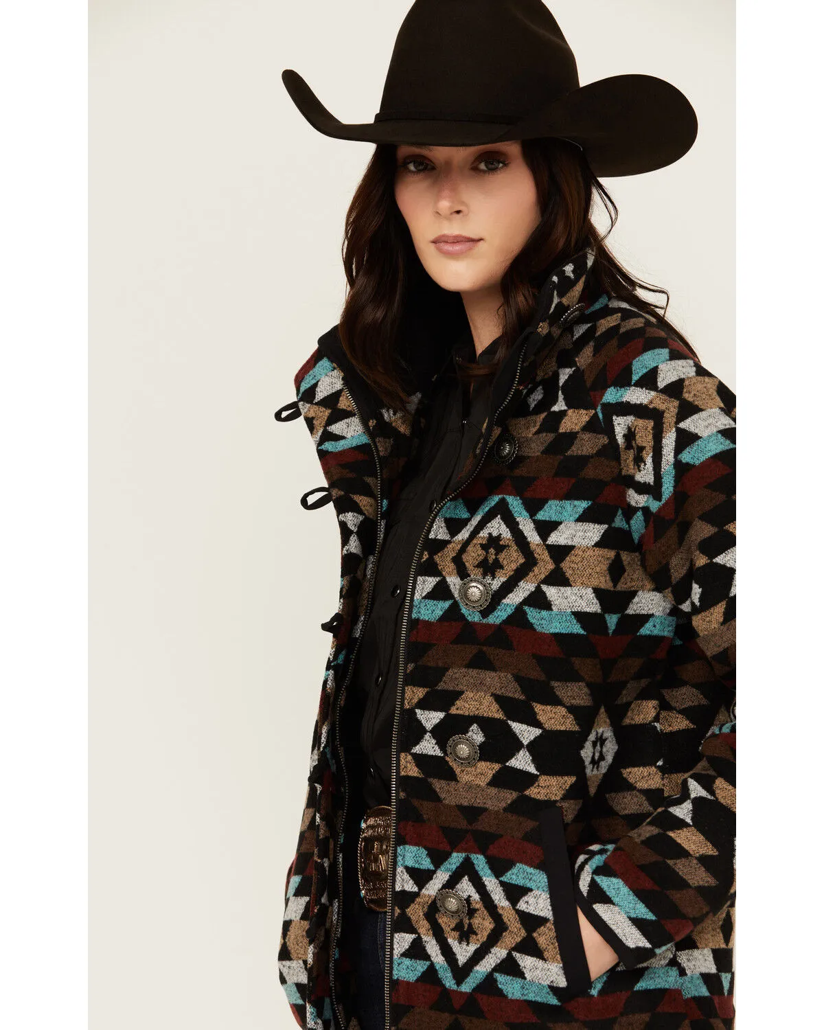 Cruel Girl Women's Southwestern Print Tweed Jacket