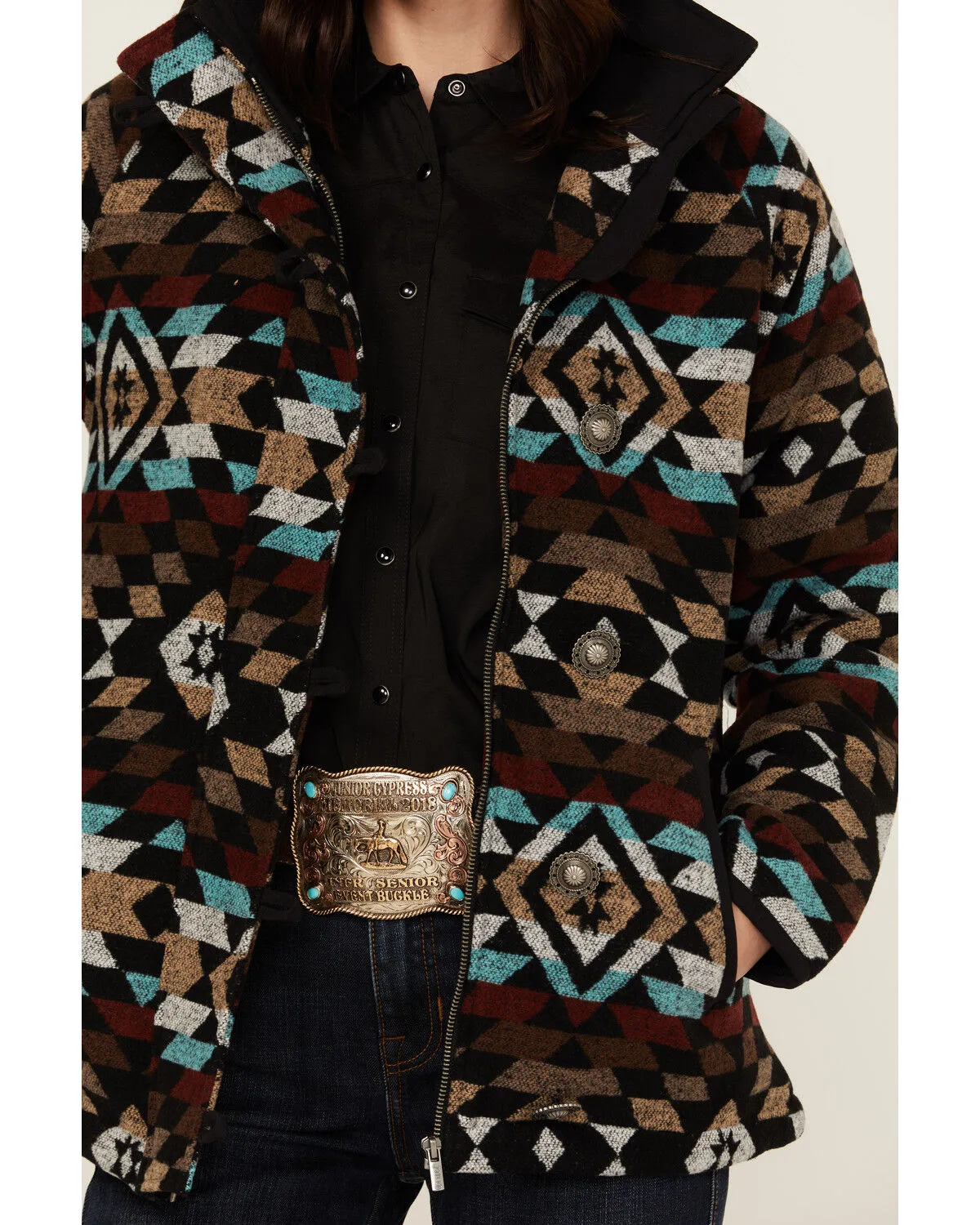 Cruel Girl Women's Southwestern Print Tweed Jacket