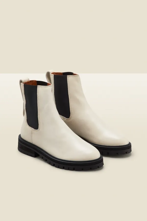 Dita Cream Chunky Sole Leather Chelsea Boot