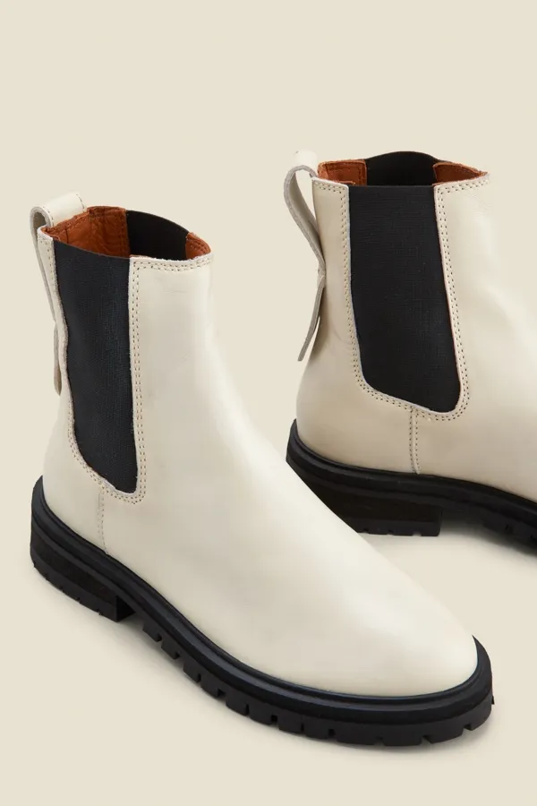 Dita Cream Chunky Sole Leather Chelsea Boot