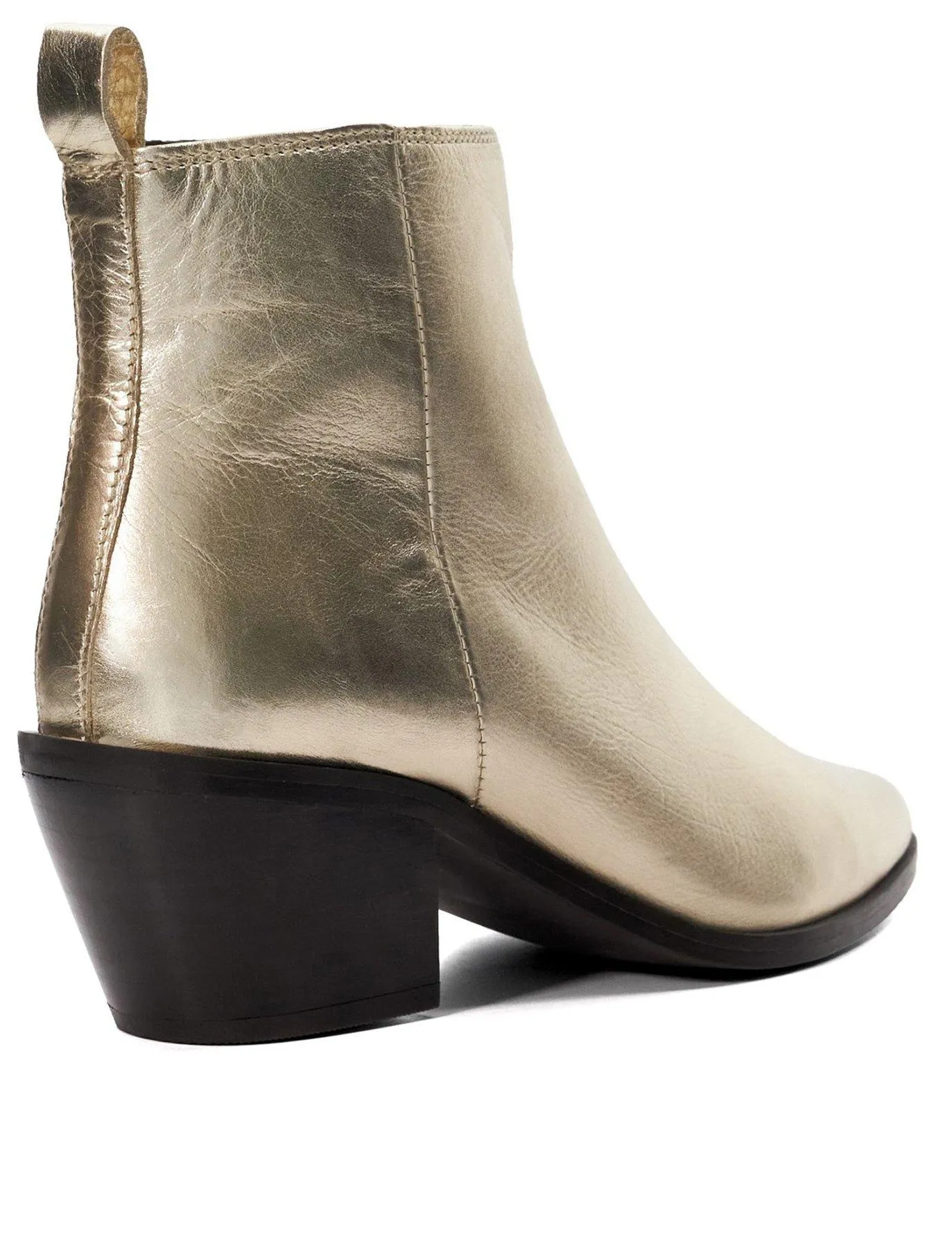 Dune London Papz Metallic Leather Western Ankle Boot - Gold