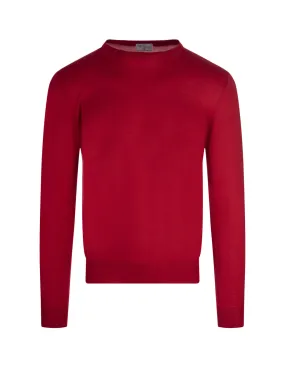 FEDELI Red Silk and Cashmere Argentina Pullover