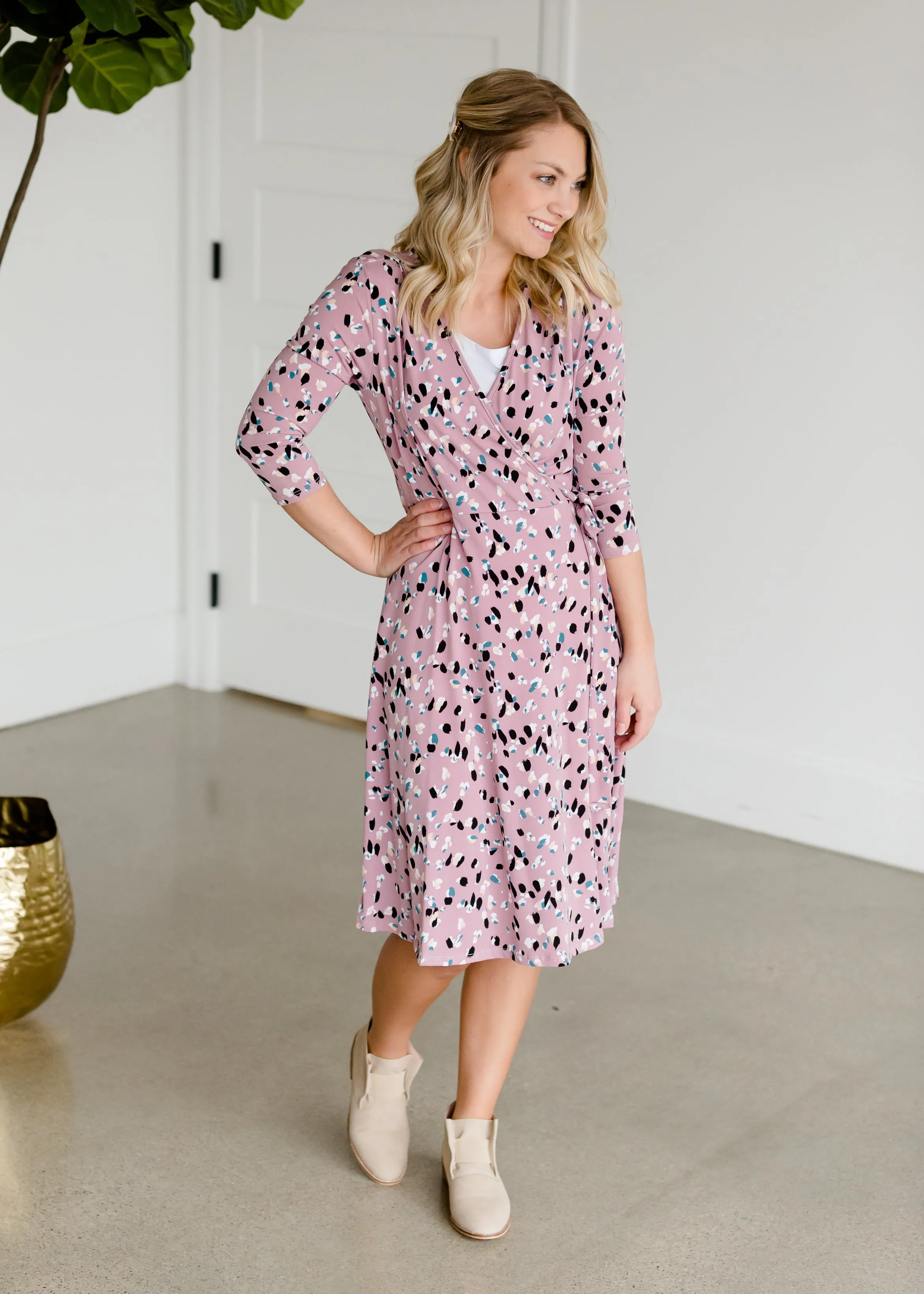 Floral Faux Wrap Midi Dress - FINAL SALE